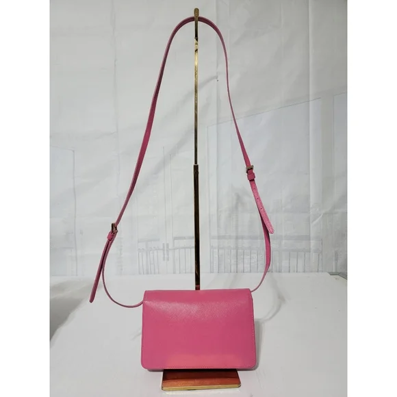 PRADASaffiano Lux Metal Flap Wallet with Strap Peonia Geranio - Picture 3 of 16